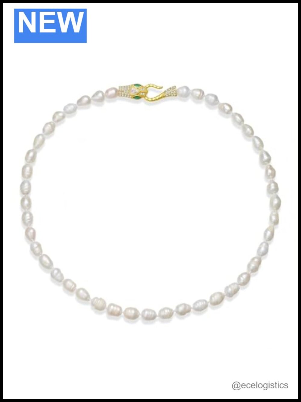 Natural Baroque Pearl Necklace 9-10mm Freshwater 20" Snake Clasp